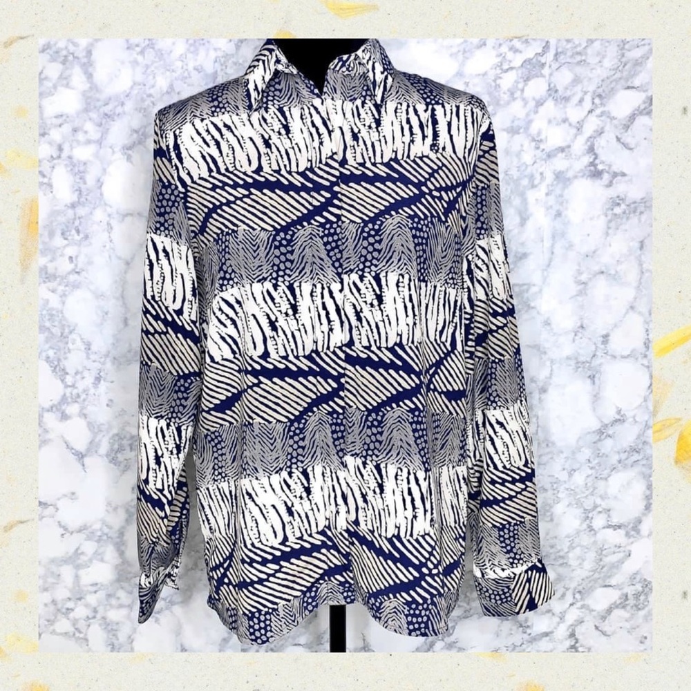 Alfred Dunner 90s Animal Print Multi Color Button Up Blouse Women’s 10